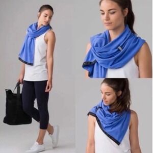 Lululemon Vinyasa Scarf Mini Check Pique Heathered‎ Sprinkler Blue